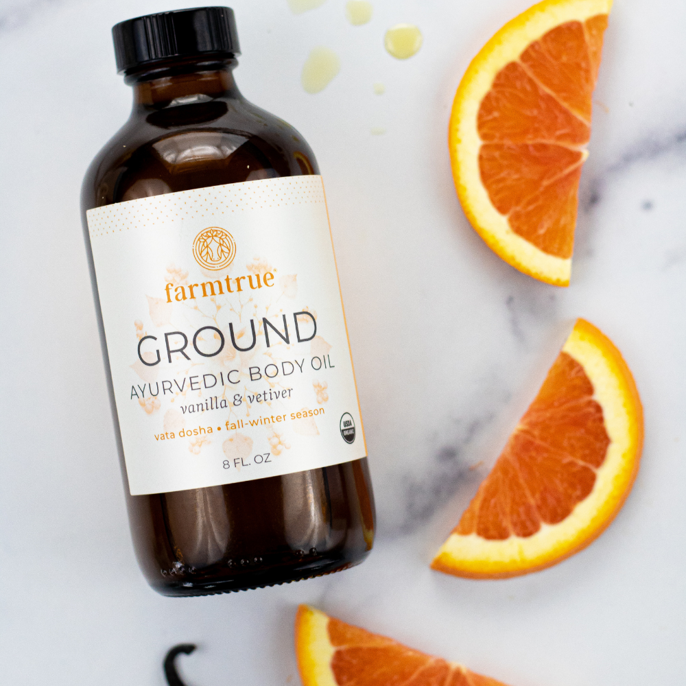Ayurvedic Body Oil, Ground with Vanilla, Vetiver, and Citrus