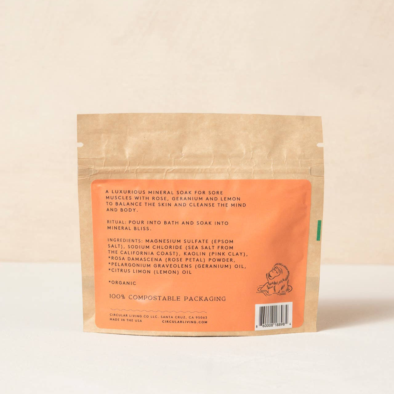 Mineral Bath Soak Sachet, Rose Petal & Geranium