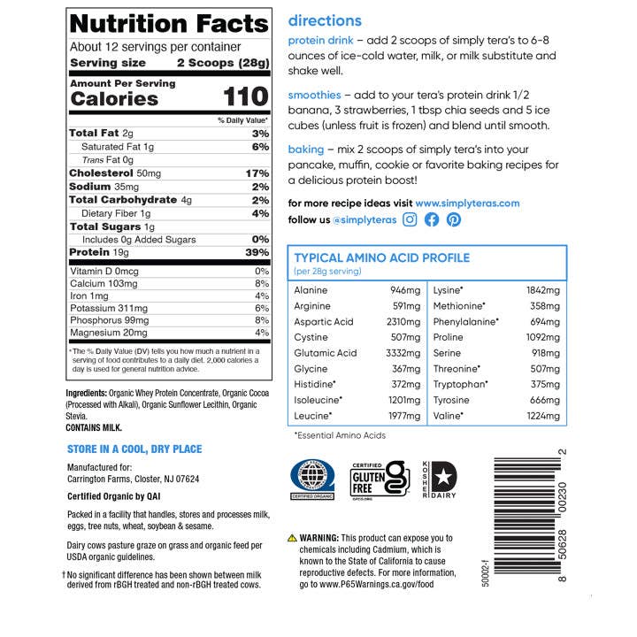 Organic Whey Protein - Dark Chocolate