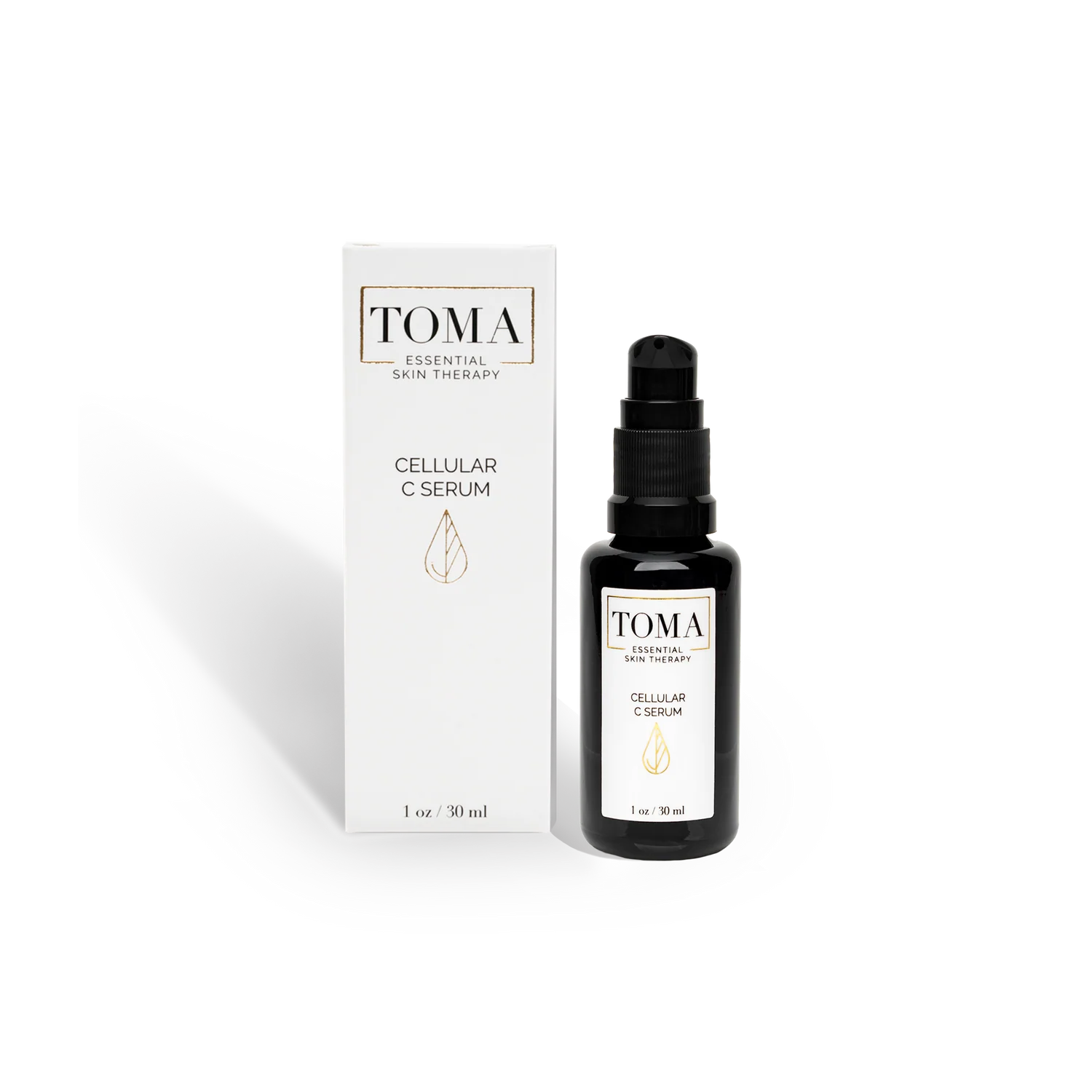 TOMA Cellular C Serum bottle and packaging on a white background