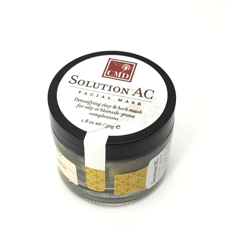 Jar of CMD Solution AC Facial Mask on a white background
