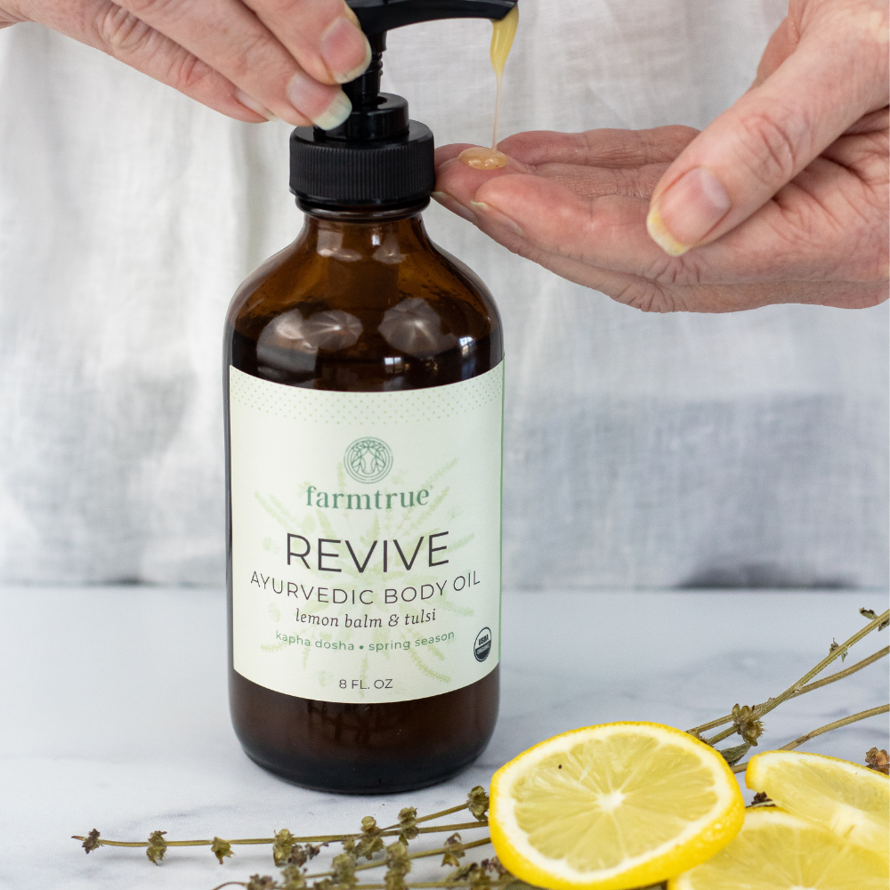 Ayurvedic Body Oil, Revive with Lemon Balm and Tulsi