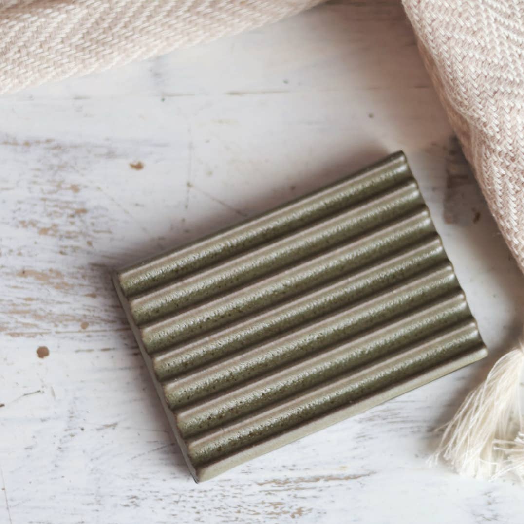 Handmade Ceramic Soap Dish in Sage Green