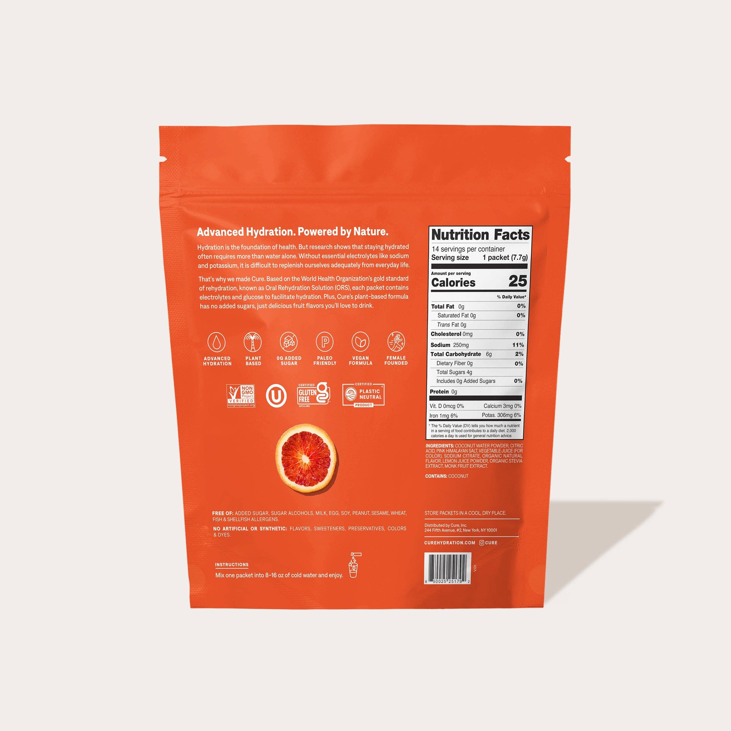 Cure Hydrating Electrolyte Drink Mix in Blood Orange