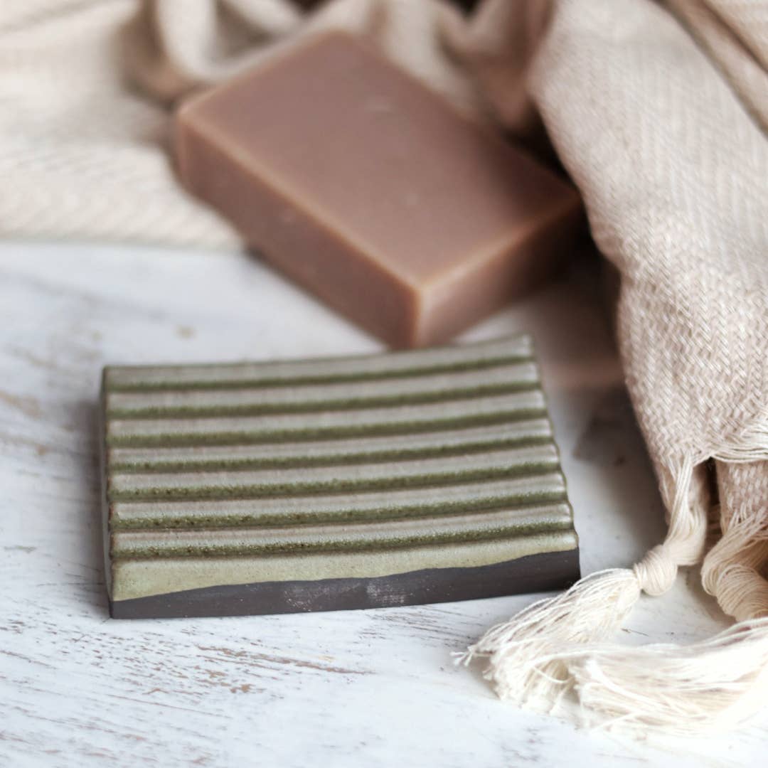 Handmade Ceramic Soap Dish in Sage Green