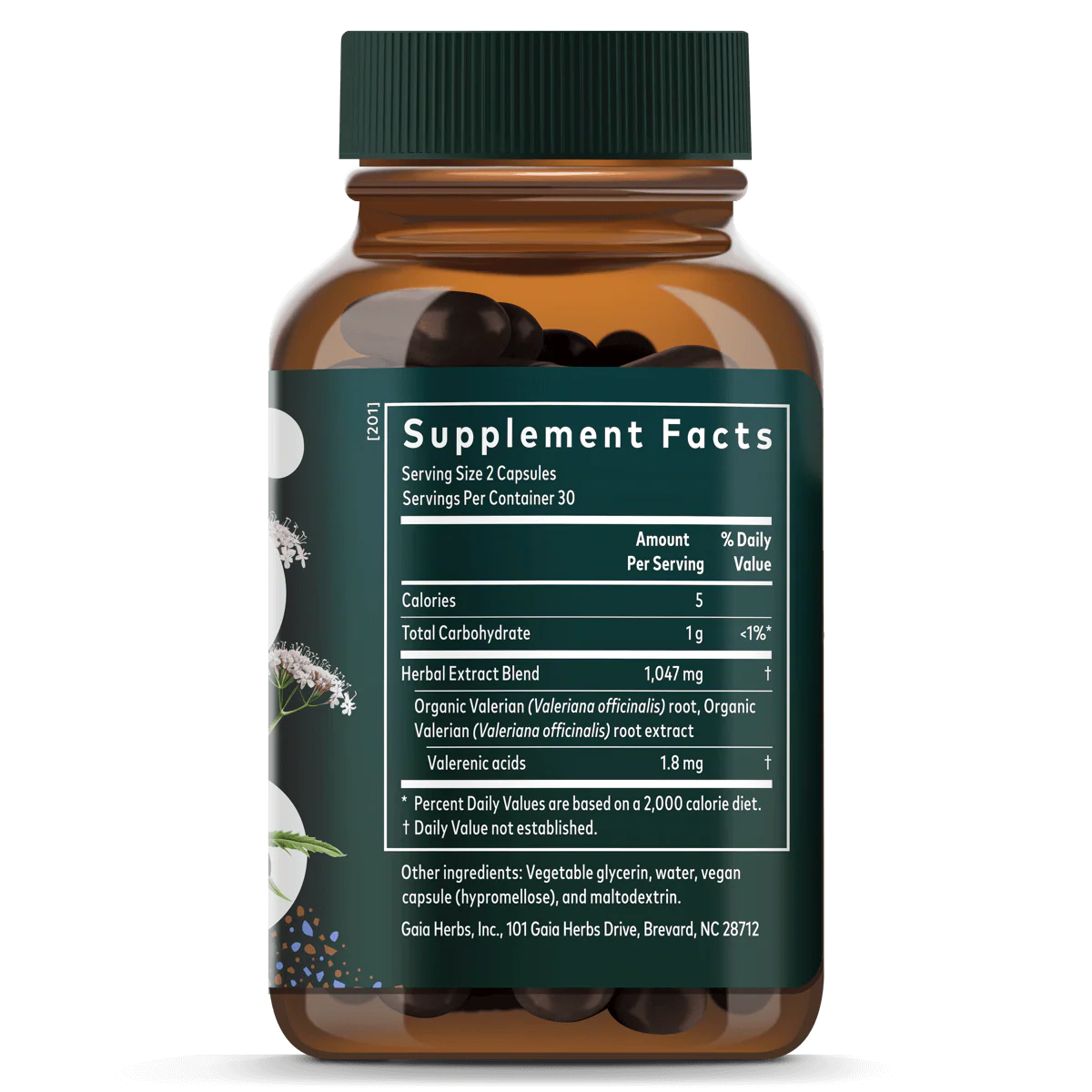 Supplement bottle with a focus on the label displaying supplement facts.