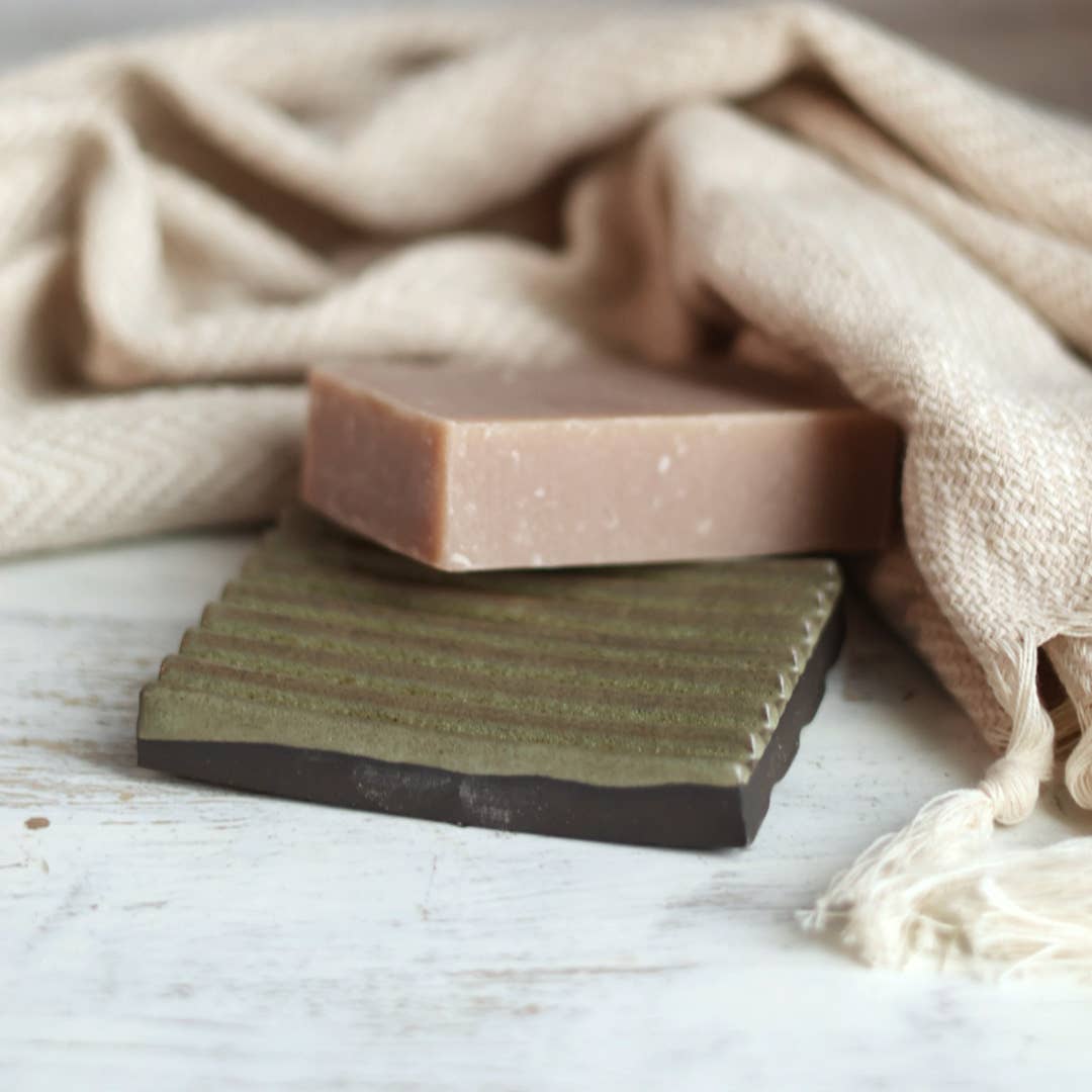 Handmade Ceramic Soap Dish in Sage Green