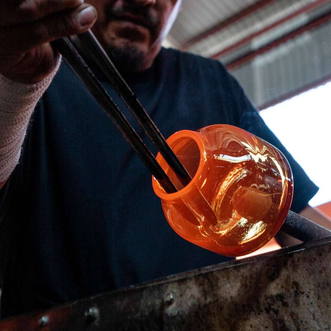Pure Beeswax Candle In Blown Glass