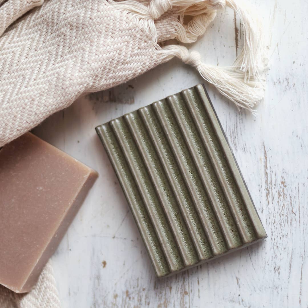 Handmade Ceramic Soap Dish in Sage Green