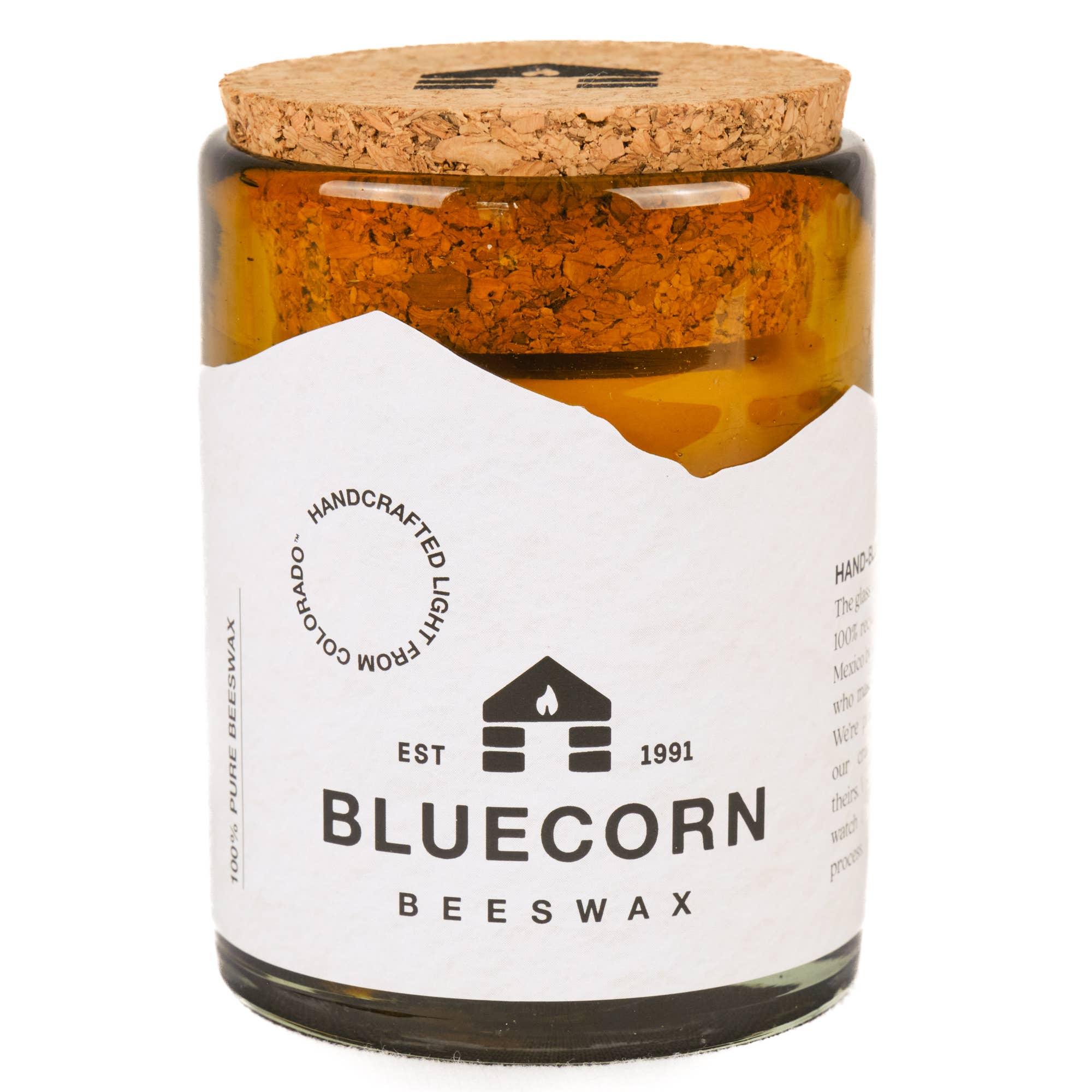 Pure Beeswax Candle In Blown Glass